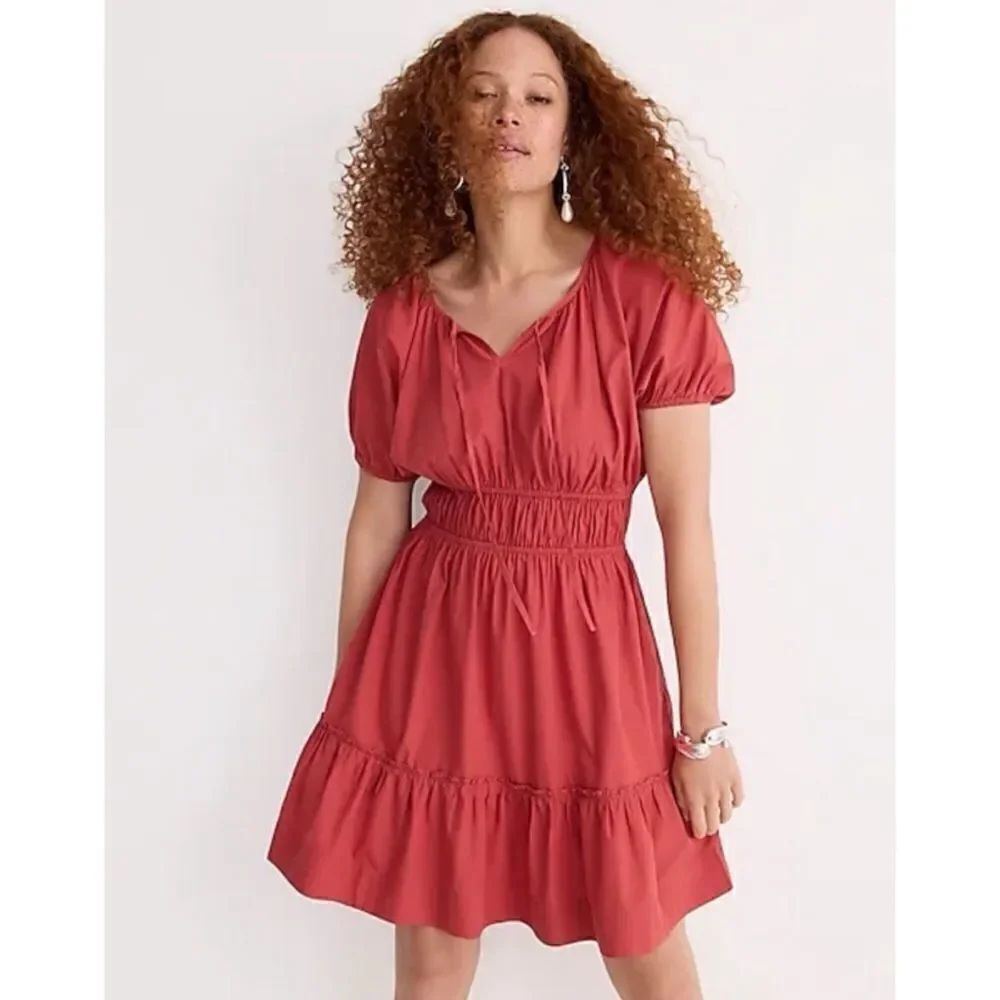 J CREW CINCHED WAIST MEREDITH A LINE PUFF SLEEVE DRESS Size M / NWT